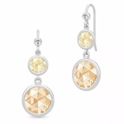 Langt julie sandlau rundt zirkon øreringe i satinrhodineret sterlingsølv champagnefarvede zirkoner gule zirkoner hvide zirkoner