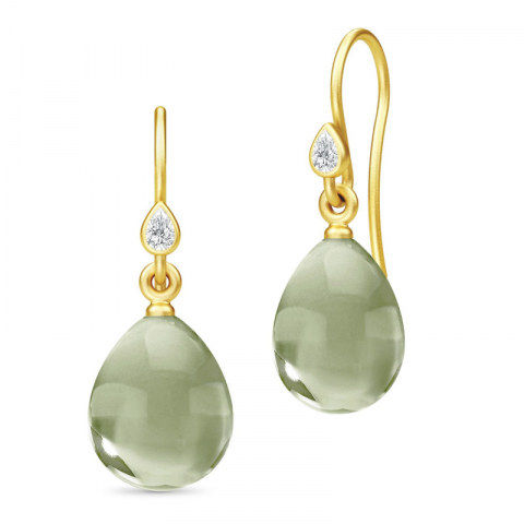 Julie Sandlau grønne krystal øreringe i forgyldt sølv grøn krystal hvid zirkon
