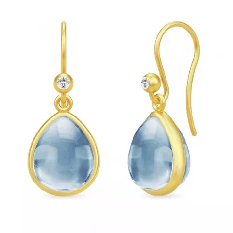Julie Sandlau blå krystal øreringe i forgyldt sølv blå krystal hvid zirkon