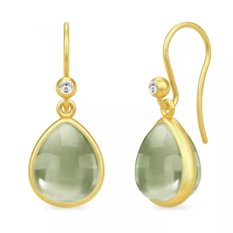 Julie Sandlau grønne krystal øreringe i forgyldt sølv grøn krystal hvid zirkon
