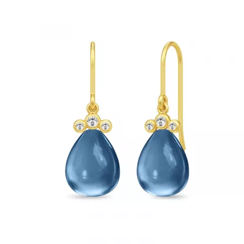 Julie Sandlau krystal øreringe i forgyldt sølv blå krystal hvid zirkon