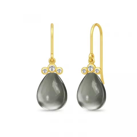 Julie Sandlau krystal øreringe i forgyldt sølv grå krystal hvid zirkon