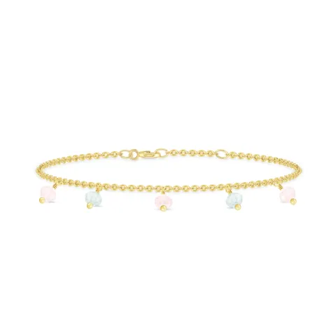 ID Fine IDB013GDBLUE/ROSE Ibiza armbånd i forgyldt sølv rosa kvarts blå akvamarin