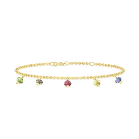 ID Fine IDB013GDMULTI Ibiza armbånd i forgyldt sølv grøn peridot røgfarvet kvarts rød rhodolit lemon topas blå iolit