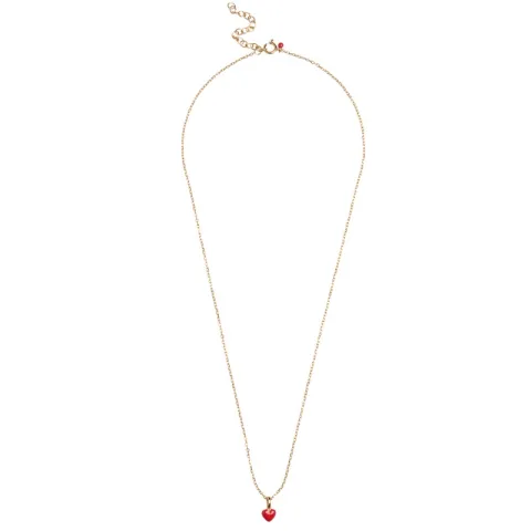 Enamel Amore hjerte halskæde i forgyldt sølv rød emalje