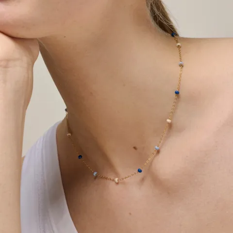 Enamel Lola Bold Marine halskæde i forgyldt sølv blå emalje