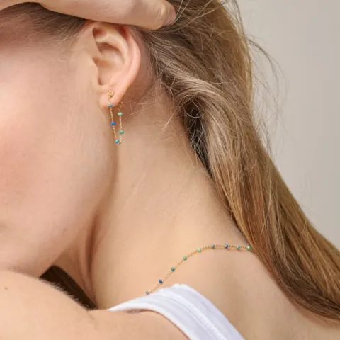Enamel Lola Atlantic halskæde i forgyldt sølv blå emalje