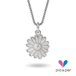 10 mm Pia og Per 39703 marguerit halskæde i sølv hvid emalje