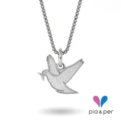 Pia og Per due halskæde i sølv hvid emalje