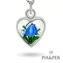 Pia og Per hjerte halskæde i sølv multifarvet emalje