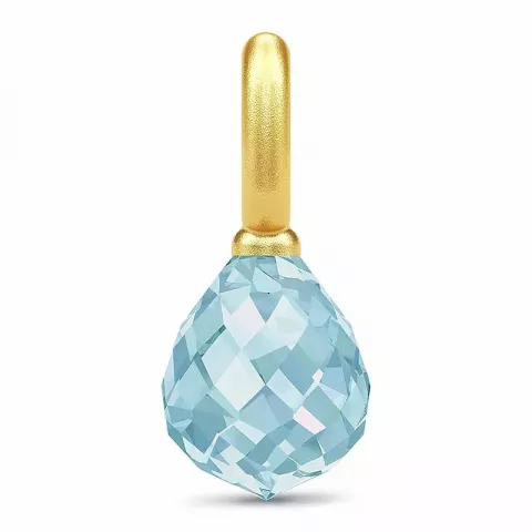 Julie Sandlau dråbeformet krystal vedhæng i forgyldt sølv blå krystal
