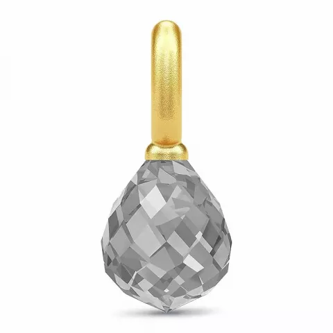 Elegant Julie Sandlau dråbeformet vedhæng i forgyldt sølv grå krystal