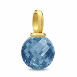 Julie Sandlau rundt blå krystal vedhæng i forgyldt sølv blå krystal