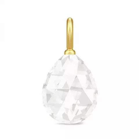Julie Sandlau dråbeformet hvid krystal vedhæng i forgyldt sølv hvid krystal