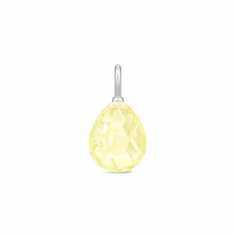 Julie Sandlau dråbeformet gul krystal vedhæng i satinrhodineret sterlingsølv gul krystal