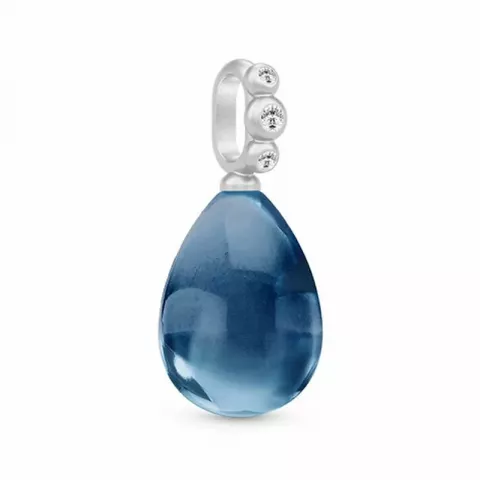 Julie Sandlau dråbe vedhæng i satinrhodineret sterlingsølv blå krystal hvid zirkon