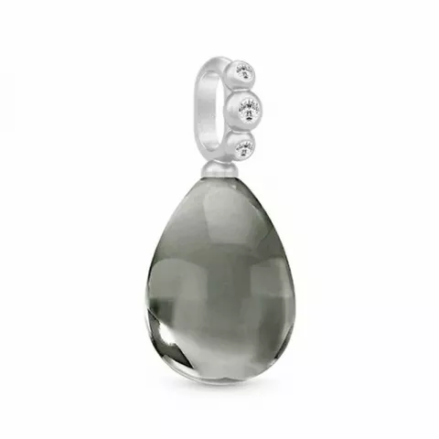 Julie Sandlau dråbe vedhæng i satinrhodineret sterlingsølv grå krystal hvid zirkon