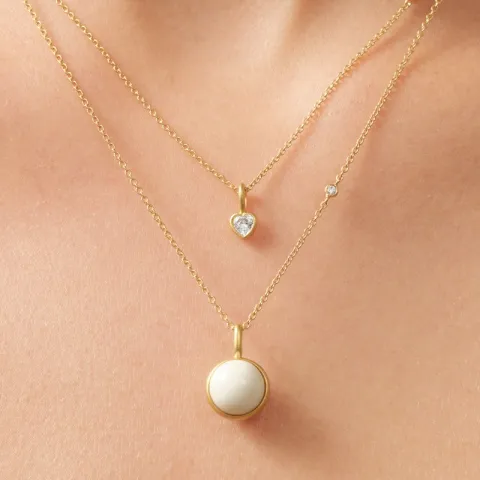 Julie Sandlau Amorina hjerte vedhæng i forgyldt sølv hvid zirkon