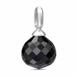 Julie Sandlau dråbe sort vedhæng i satinrhodineret sterlingsølv sort krystal