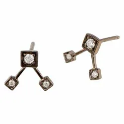 RebekkaRebekka Rose earplugs øreringe i sort rhodineret sølv hvid zirkon