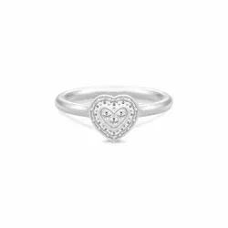 Julie Sandlau Sweetheart hjerte hvid zirkon ring i satinrhodineret sterlingsølv hvid zirkon