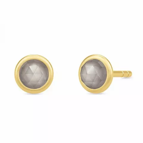 Julie Sandlau øreringe i sølv med 22 karat forgyldning grå månesten