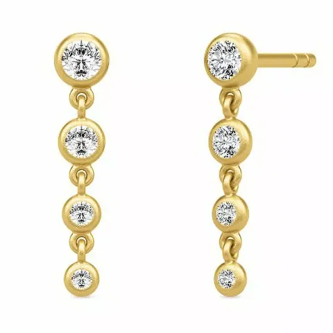 Langt julie sandlau zirkon øreringe i forgyldt sølv hvide zirkoner