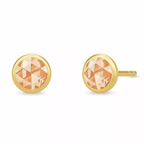 5 mm julie sandlau rundt zirkon øreringe i forgyldt sølv champagnefarvede zirkoner