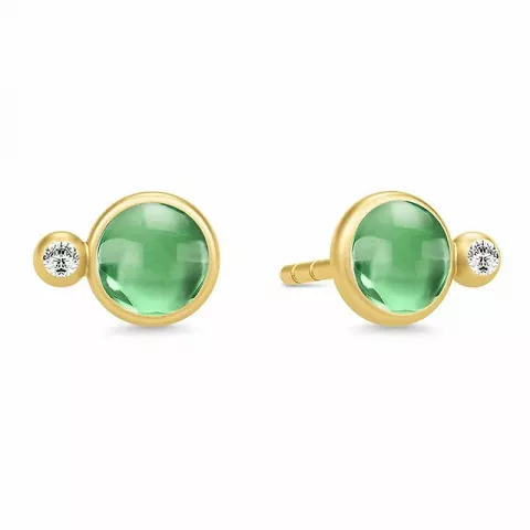 Julie Sandlau grønne krystaller øreringe i forgyldt sølv grøn krystal hvid zirkon