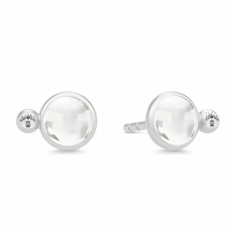 Julie sandlau rundt krystaller øreringe i satinrhodineret sterlingsølv hvide krystaller hvide zirkoner