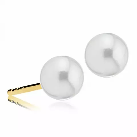 6 mm Izabel Camille hvid perle øreringe i forgyldt sølv