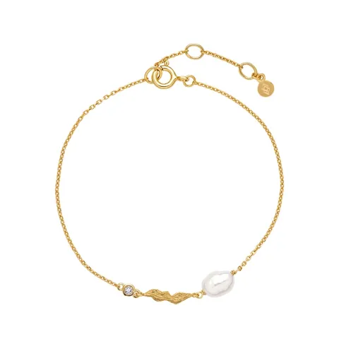 Izabel Camille perle armbånd i forgyldt sølv hvid zirkon