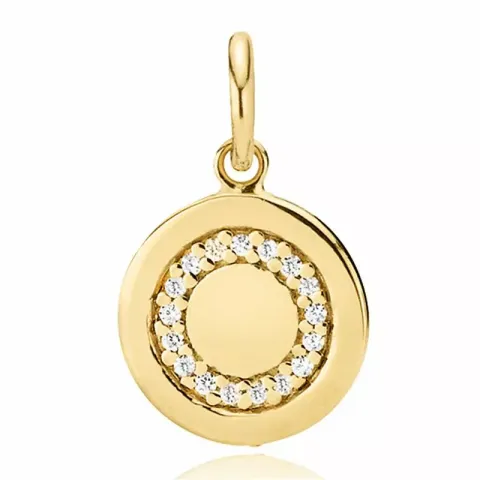 12 mm Izabel Camille Circle Line rundt zirkon vedhæng i forgyldt sølv hvid zirkon