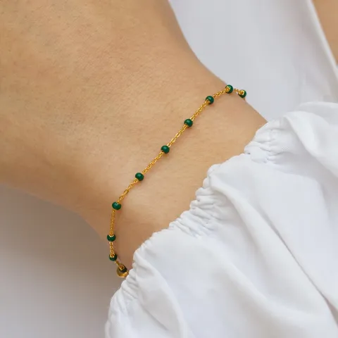 Enamel Lola Petrol Green armbånd i forgyldt sølv grøn emalje