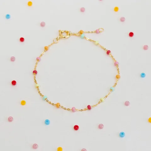 Enamel Lola Rainbow armbånd i forgyldt sølv regnbuefarvet emalje