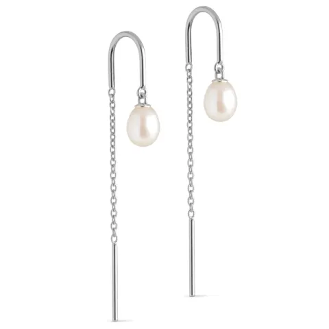 Enamel Eleanor Pearl perle kæde øreringe i sølv