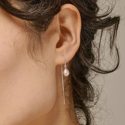 Enamel Eleanor Pearl perle kæde øreringe i sølv