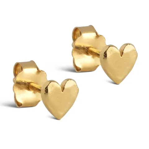 5 mm Enamel Heart ørestikker i forgyldt sølv