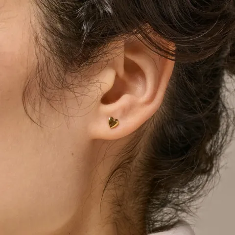 5 mm Enamel Heart ørestikker i forgyldt sølv