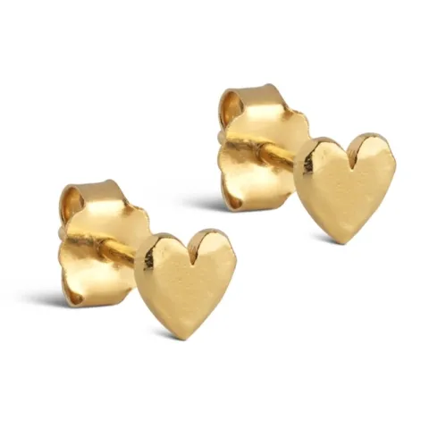 Enamel Heart øreringe i forgyldt sølv