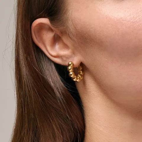 23 mm Enamel Ball Chunky creoler i forgyldt sølv