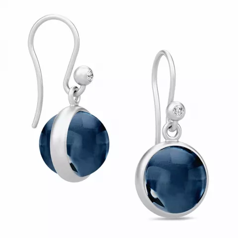 Julie Sandlau blå safir øreringe i sølv hvid zirkon blå syntetisk safir