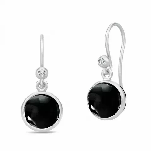 Julie Sandlau runde sorte krystal øreringe i satinrhodineret sterlingsølv sorte krystaller hvide zirkoner