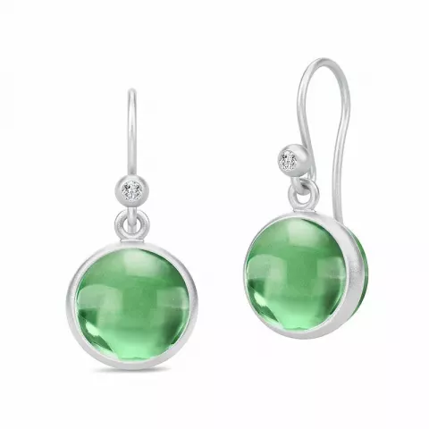 Julie Sandlau runde grønne øreringe i satinrhodineret sterlingsølv grøn krystal hvid zirkon