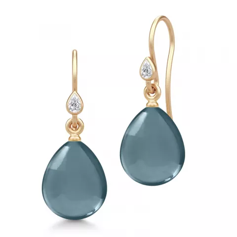 Julie Sandlau blå øreringe i forgyldt sølv blå krystal hvid zirkon