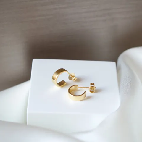 ID Fine IDH011GD chunky mini hoops i forgyldt sølv