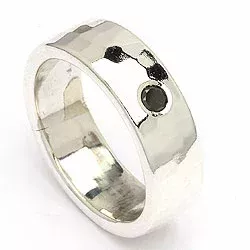 Kollektionsprøve sort diamant ring i sølv