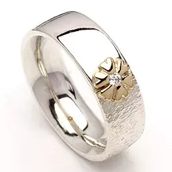 Kollektionsprøve zirkon ring i sølv og alm. guld
