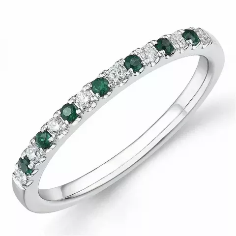 Kollektionsprøve smaragd diamantring i 14 karat hvidguld 0,15 ct 0,10 ct