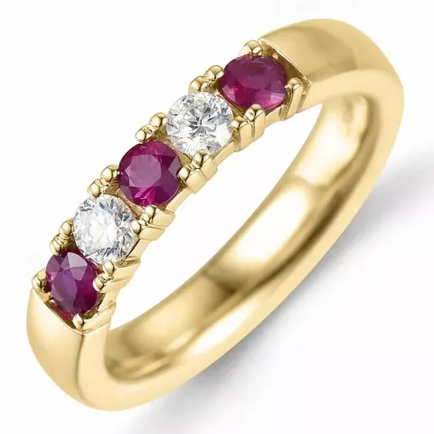Kollektionsprøve rubin alliancering i 14 karat guld 2 x 0,10 ct 0,45 ct